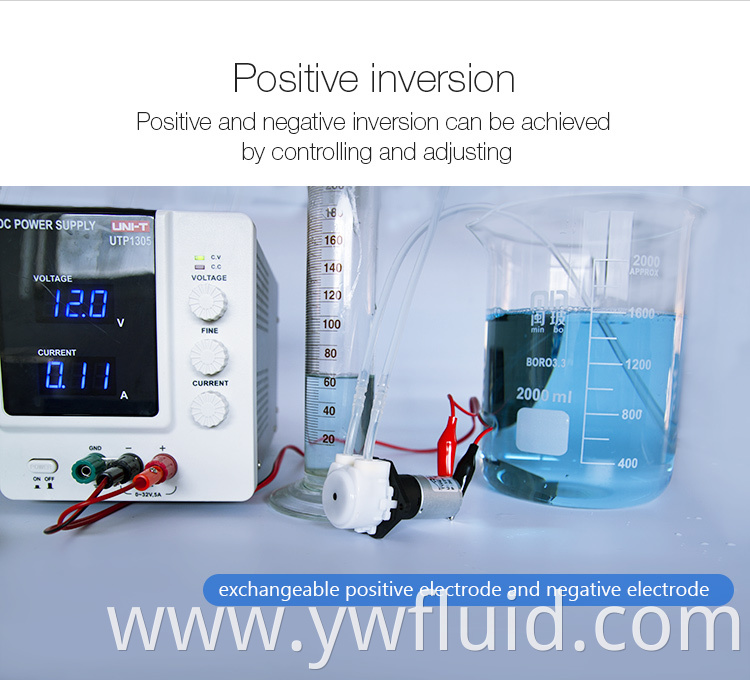 ywfluid high quality 12v/24v mini peristaltic pump with GDC motor used for lab equipment YW01-GDC